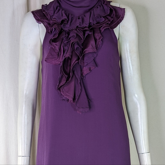 Romantic Purple Silk Dress Ruffles Couture Miss Me Romance - Picture 8 of 12